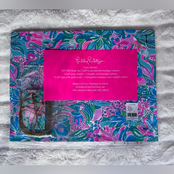 NWT Lilly Pulitzer Gift Wrap Set 12 Sheets & Tags Turquoise Oasis Golden Hour - Picture 5 of 9